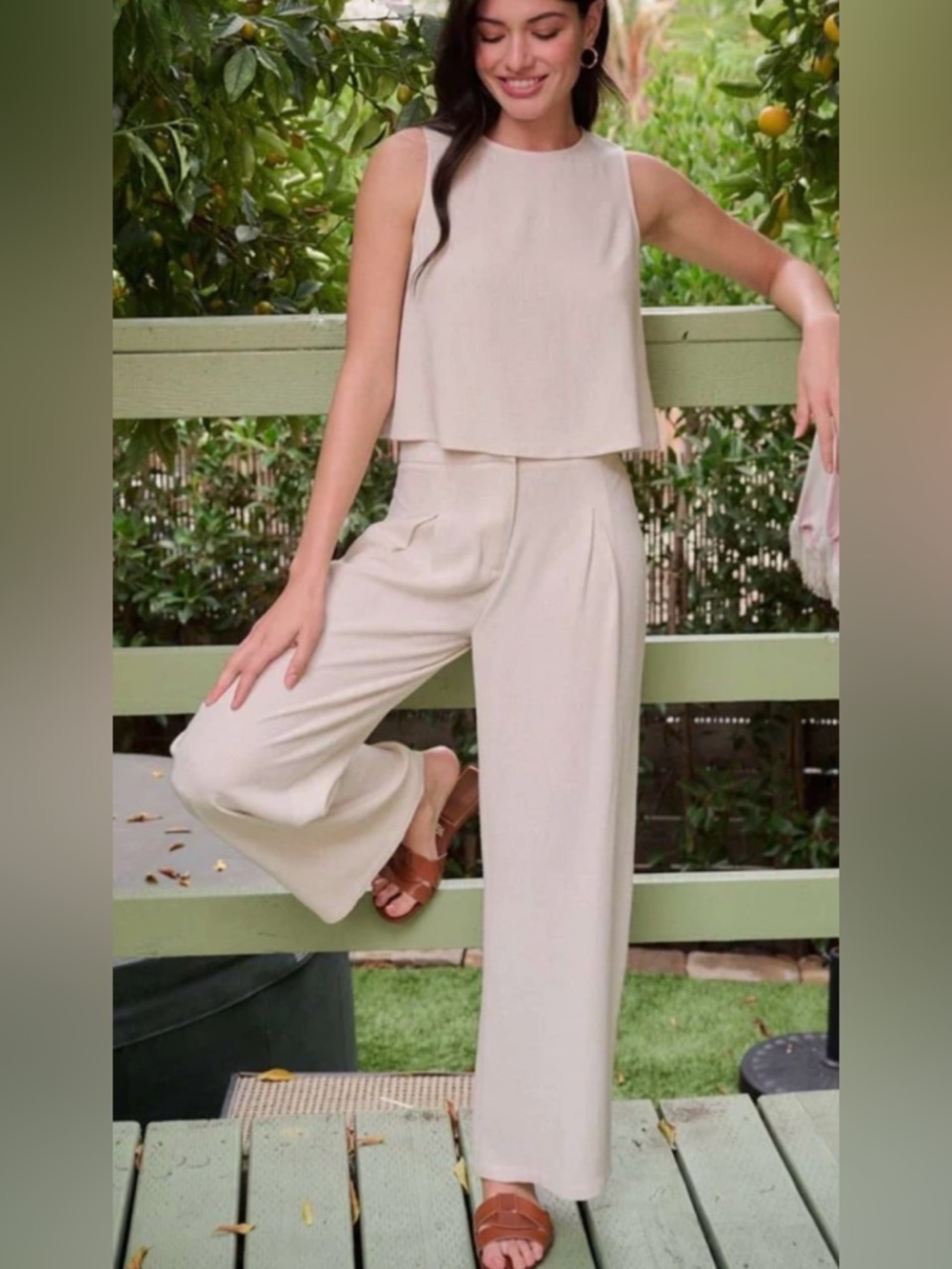 Wide-Leg Cream set  for Women